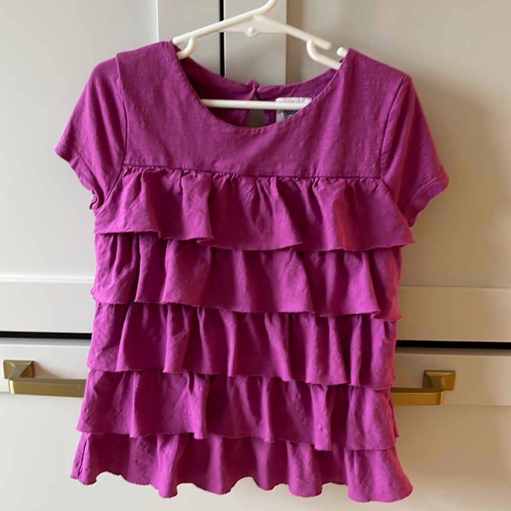 Mini Boden- girls ruffle tee, sz 7-8